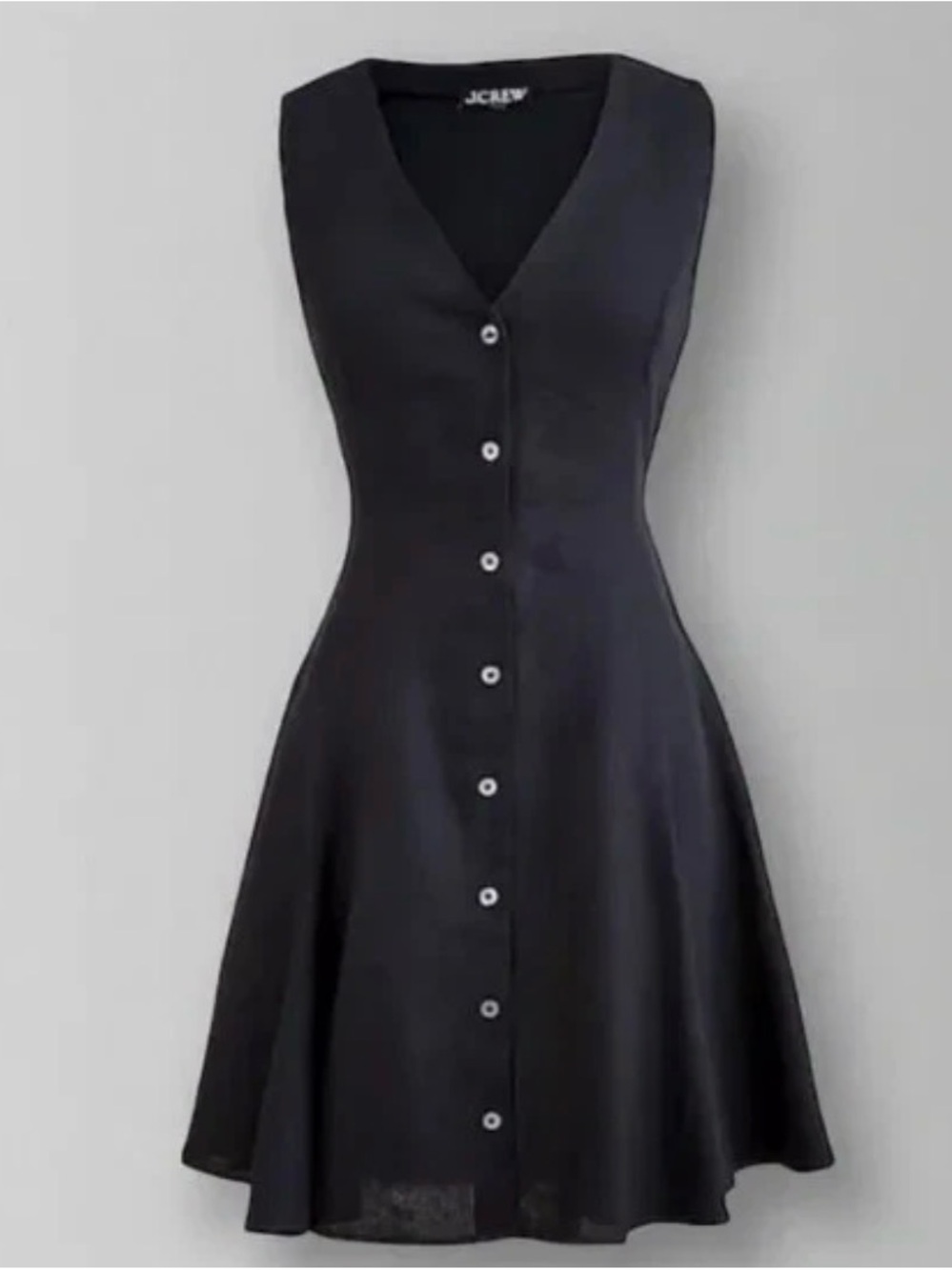 J. Crew Black Sleeveless Button-Front Fit-and-Flare Mini Dress